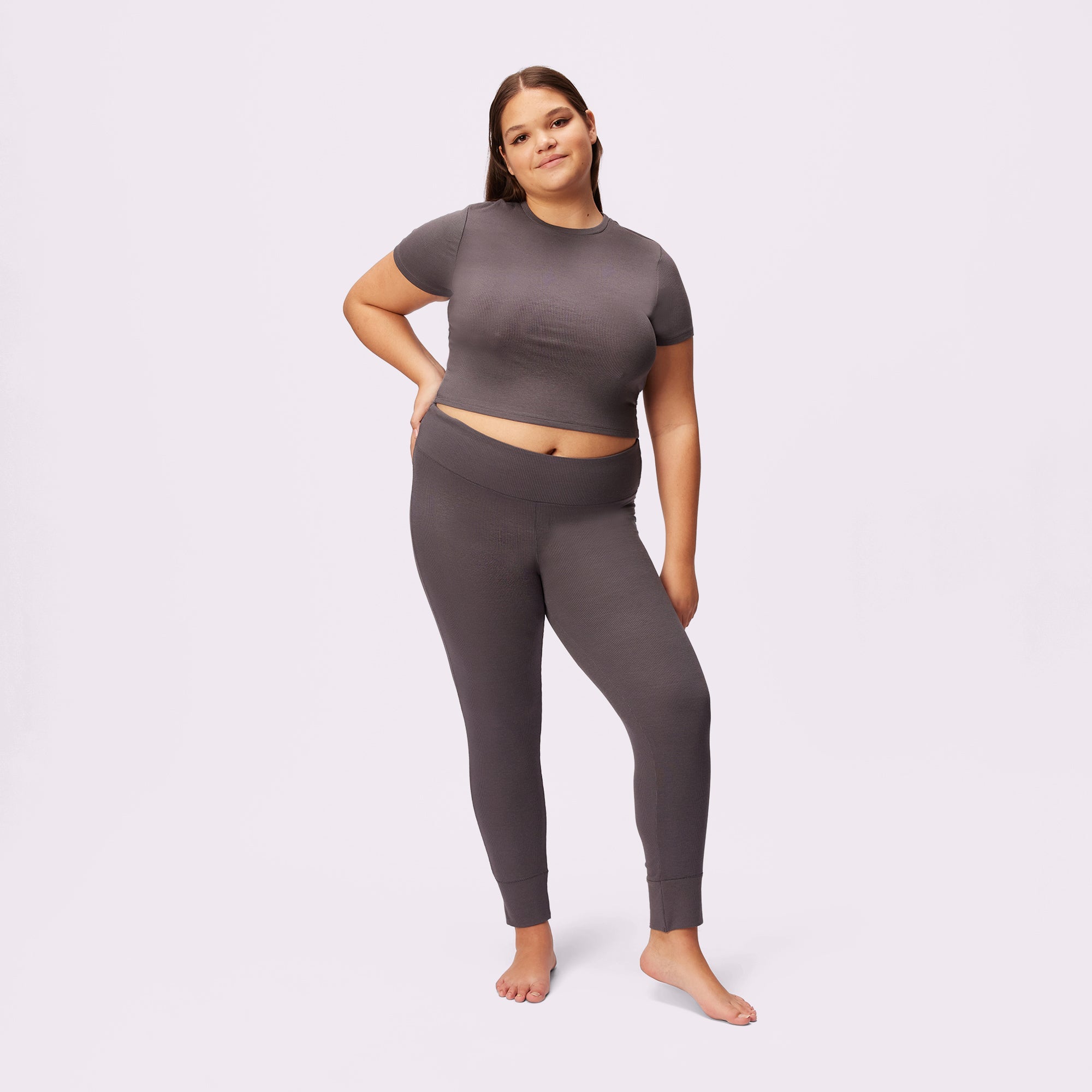 Karl Lagerfeld Plus Size Imitation Pearl Blouse Zipper Hem leggings in Gray  | Lyst