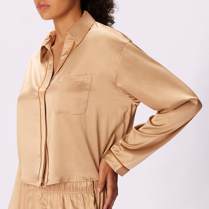 Dream Longsleeve Button Up | Luxe Satin  | Archive (Toasted Almond)