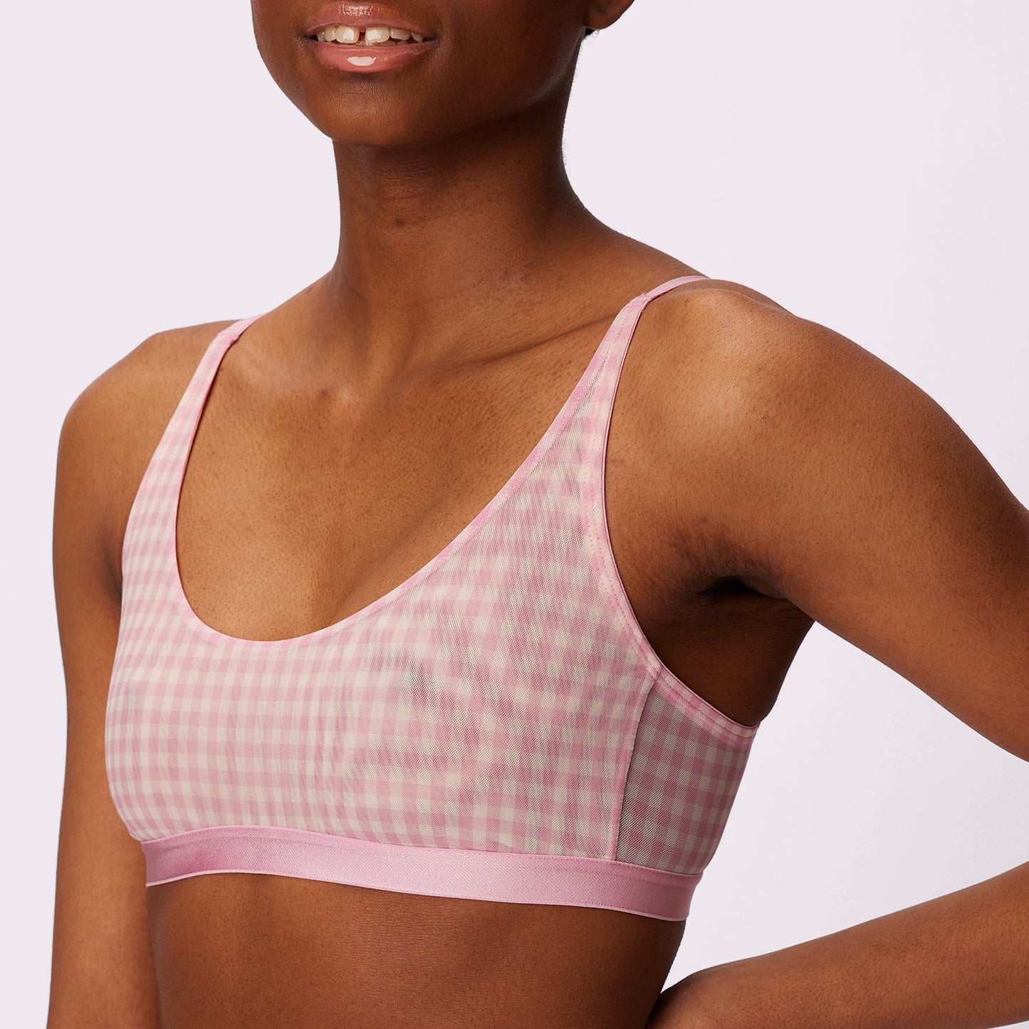 Luxe Mesh Scoop Bralette | Silky Mesh | Archive (Bubble Gum Gingham)