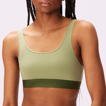 Plunge Back Scoop Bralette | New:Cotton | Archive (Moss)