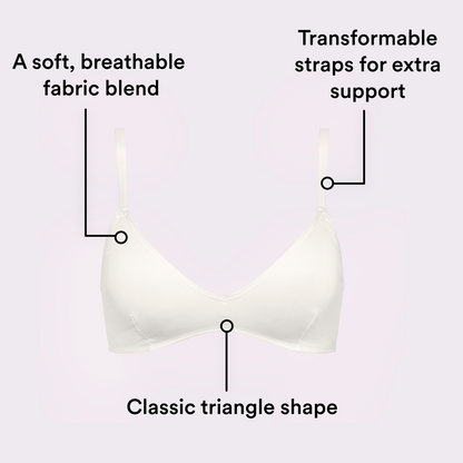 Vintage Soft Triangle Bralette | New:Cotton (Cloud)