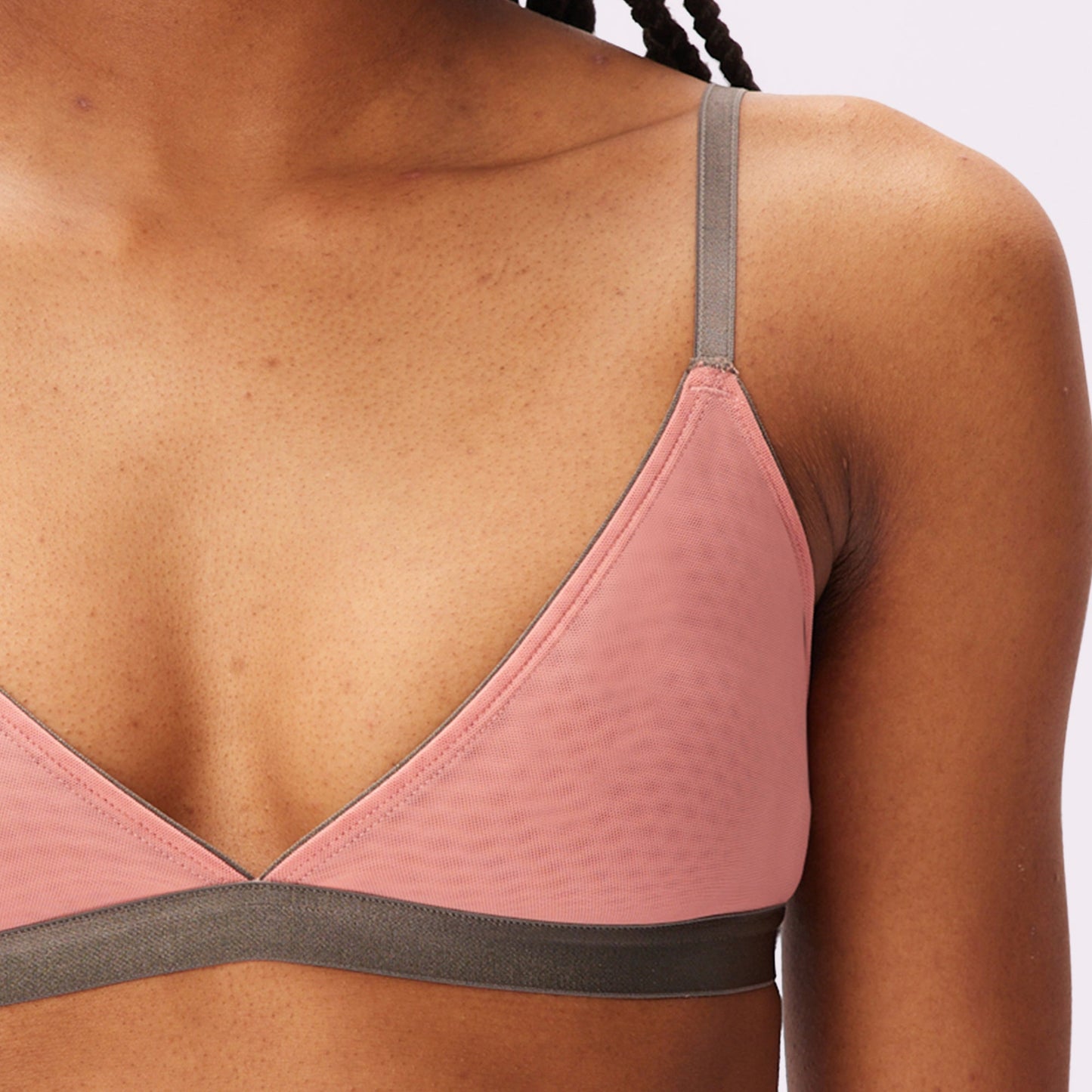Triangle Bralette | Silky Mesh | Archive (Pink Canyon with Smokescreen Trims)