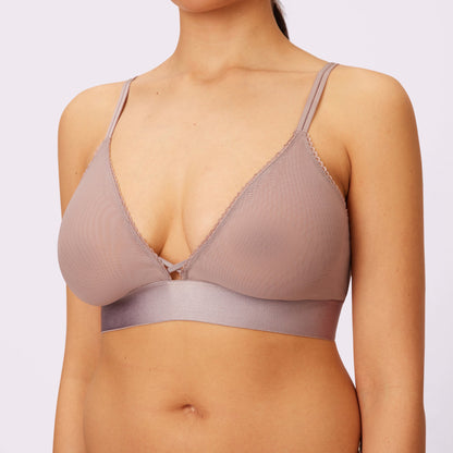 Flirty Lace Touch Triangle Bralette | Silky Mesh | Archive (Sandcastle)
