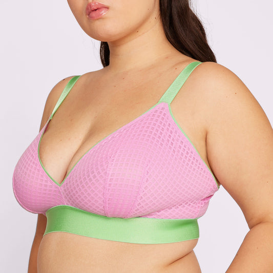 Triangle Bralette | Silky Lace | Archive (Pink Sorbet Gingham)