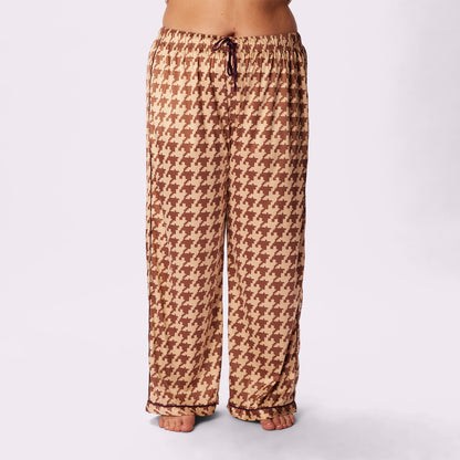 Dream Wide Leg Pants | Luxe Satin | Archive (French Vanilla Houndstooth)